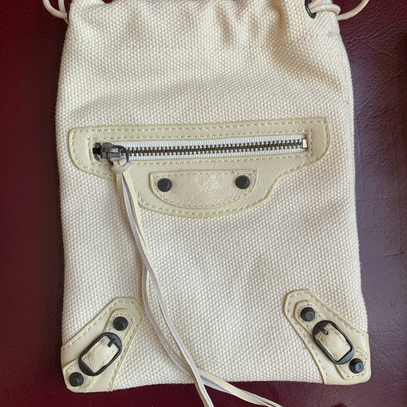 Balenciaga Paris Motorcross Drawstring New Off White Leather trim Pouch - Picture 3 of 7